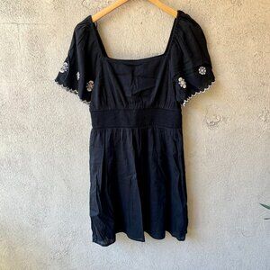 NEW Old Navy Embroidered Mini Black Dress Size M